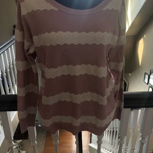 Lace striped sweater